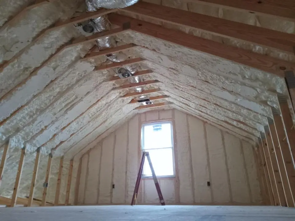 Spray foam roofing application for Crawl Space Insulation project in Bernards